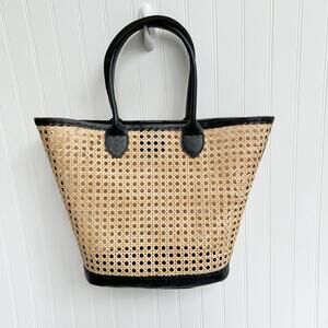 Bembien Valeria Rattan Leather Tote Tan Woven Summer Handbag Neutral